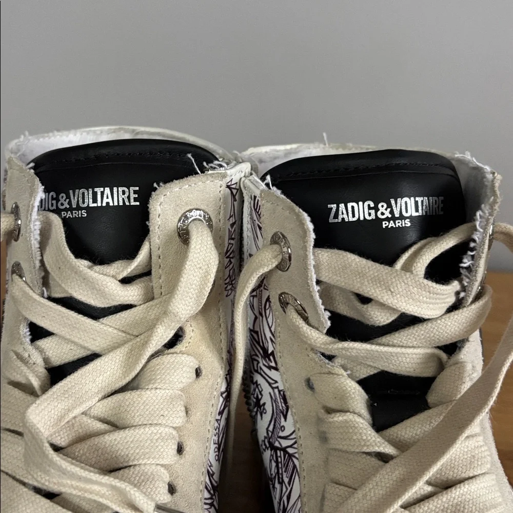 Zadig & Voltaire High Top Sneakers Leather & Snake Streetwear Y2K Grunge